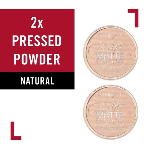 Rimmel Stay Matte Pressed Powder, Natural, 0.49 Ounce 2 Count (Pack of 1)