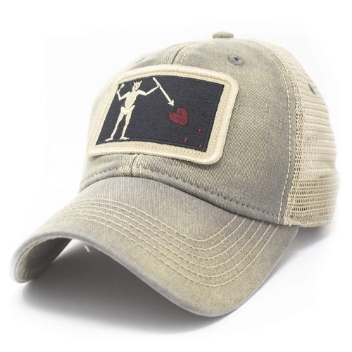 S.L. Revival Co Blackbeard Pirate Flag Trucker Hat, Drifter Gray