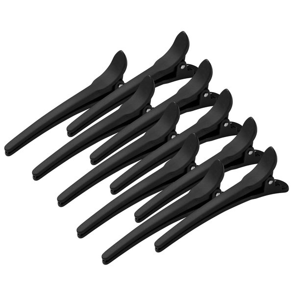 WANBY Hair Clips 12Pcs Black Durable Big Bite Alligator Clip Set Professional Plastic Hair Clips for Easy Styling and Sectioning