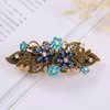 iRIIRIO 2pcs Hair Metal Barrettes with Rhinestone Hair Bronze Metal Spring Clips for French Hair Style for Women Girls (Blue+Champagne)