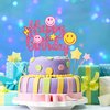 Preppy Smile Face Party Cake Topper Preppy Birthday Party Decoration Rose Red Smile Face Happy Birthday Cake Pick Decoration for Girls Preppy Themed Birthday Bachelorette Party Supplies