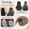 Ve Sunny Balayage Clip in Hair Extensions 22inch Real Hair Clip in Extensions Ombre Human Hair Extensions Clip ins Dark Brown to Light Brown with Blonde Balayage Clip on Hair Extensions 120g 7pcs
