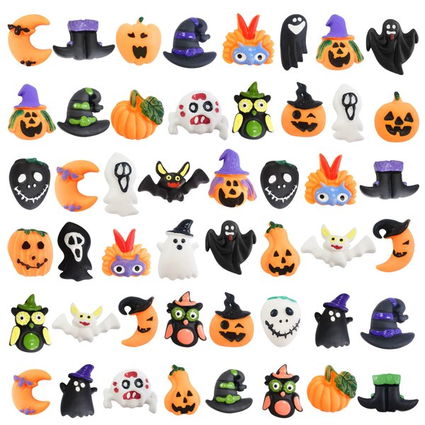 48 Pcs Halloween Mochi Squishy Toys,Mini Squishies Cute Squeeze Toy Stress Reliever Anxiety Packs for Kid Party Favors,Christmas Miniature (Halloween)