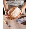 Bread Lame Dough Scoring Tool with Storage box, Pre Installed Blade Open Ready to Use, Included 10 Blades, Pattern Marking String, Cut Proof Finger Cots,Wood Handle with Magnetic, for Sourdough Baking