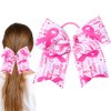 Breast Cancer Awareness Hair Scrunchies Ribbon Cheer Hair Bow Ties with Ponytail Holder Hair Band Hair Elastic Cheerleading Stretch Hair Tie Ponytail Holder Hair Access for Women 1PCS