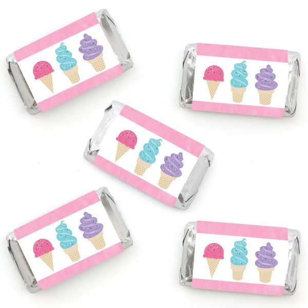 Big Dot of Happiness Scoop Up the Fun - Ice Cream - Mini Candy Bar Wrapper Stickers - Sprinkles Party Small Favors - 40 Count