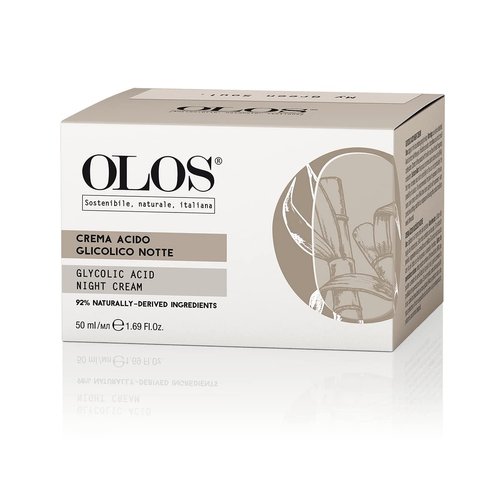 OLOS Glycolic Acid Night Cream - Intensive Night Cream with Shea Butter - Revitalizing and Renewing Skin - Deep Exfoliation Night Face Cream - 1.7 Oz
