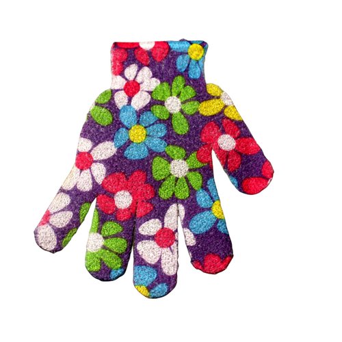 Dependable Industries inc. Essentials 4 Pairs Exfoliating Gloves - Premium Scrub Wash Mitt for Bath or Shower - Luxury Spa Exfoliation Accessories For Men and Women (Printed)
