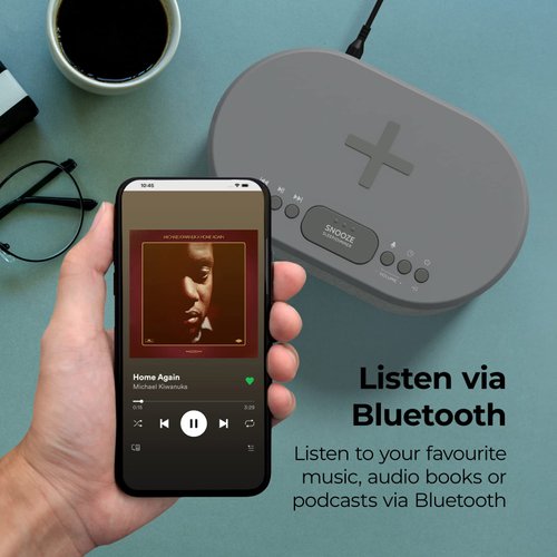 i-box Dawn, Alarm Clock Radio, Alarm Clocks for Bedrooms, FM Radio, Digital Alarm Clock with Wireless Charging, Speakers with Bluetooth, USB Port, Dimmable Night Light (Grey)