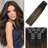 WindTouch Clip in Hair Extensions Real Human Hair 14 Inch 120g 7pcs #2T6P2 Dark Brown to Chestnut Brown Hair Extensions Clip Ins Balayage Clip in Hair Extensions for Women