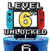 Level 6th Unlocked Cake Topper - Level 6th game Sign Theme Party Decorations 6th happy Birthday Level Up Cake Decorations for Video Game Themed Kids Boy Girl Party Supplies