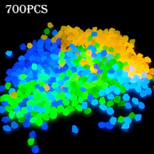 BokingOne 700 PCS Glowing Rocks Luminous Glow Stones Glow in The Dark Rocks for Fish Tank Aquarium Lawn Patio Garden Outdoor Decor and DIY Ideas (Multicolor)