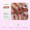 Coolnail Red Ombre Press on Nails Gradient UV Finish Design Medium Long Almond Shape False Fake Nail Pointed Reusable Nail Kit for Women