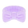 Molain Spa Headband, Bowknot Hair Bands Makeup Headbands Women Coral Fleece Elastic Headband Washing Face Hair Wrap for Washing Face Shower Sports Beauty Skincare (Purple)