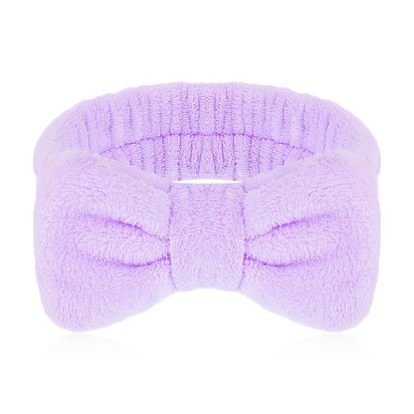 Molain Spa Headband, Bowknot Hair Bands Makeup Headbands Women Coral Fleece Elastic Headband Washing Face Hair Wrap for Washing Face Shower Sports Beauty Skincare (Purple)