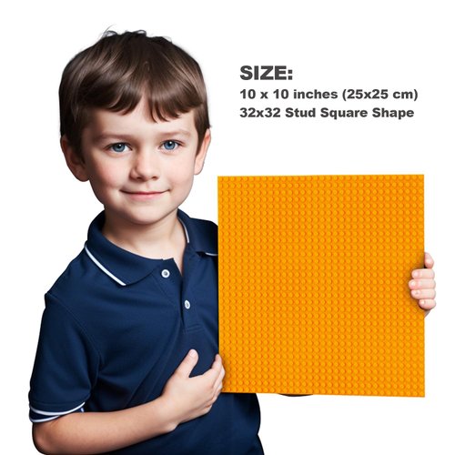 Bestoyz Building Bricks Baseplates Multipack, 32x32 Stud, 8 Pack of Base Plates in 4 Rainbow Color: Orange, Red, Yellow & Purple, Base for Building Blocks Creations, 10x10 in. (25.5x25.5 cm)