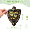 Outdoor Welcome Sign Far Far Away Sign Green Diamonds Design Personalized Welcome Sign for Front Door Front Porch Home Yard Party Decorations,2 PCS
