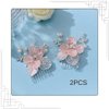 CASOLVX Bridal Small hair comb Crystal Hollow Leaf flower side comb suitable for brides bridesmaids and flower girls with wedding or Children's party 2PCS (Pink)