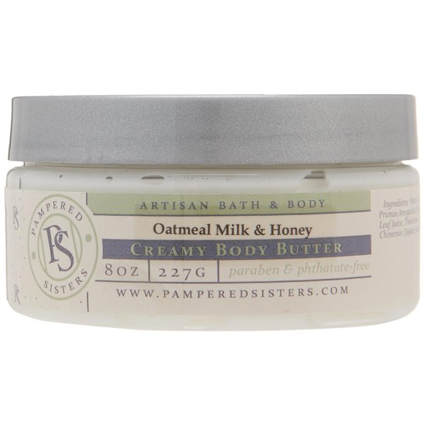 Pampered Sisters | 8 oz Creamy Body Butter | Luxurious Oils and Butters (Oatmeal, Milk, and Honey)