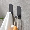 Taozun Hand Towel Holder/Hand Towel Bar - Black Towel Rack with 4 Pack Self Adhesive Hooks for Bathroom Wall Kitchen, Towel Holder Set Stick on Wall