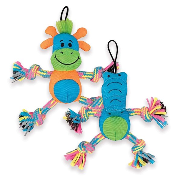 ZEUS Mojo Brights Rope Pals, Dog Toys for Small Dogs and Puppies, Receive Either an Alligator or Giraffe, Assortment Pack