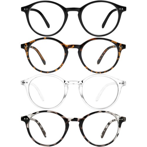 Yogo Vision Blue Light Blocking Glasses Men Women Vintage Computer Glasses Blue Light Protection Round Rim Frame Anti Eyestrain Blue Light Blocker Eyeglasses (4 pack)