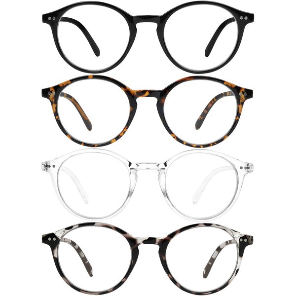 Yogo Vision Blue Light Blocking Glasses Men Women Vintage Computer Glasses Blue Light Protection Round Rim Frame Anti Eyestrain Blue Light Blocker Eyeglasses (4 pack)