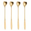 16 Pieces Heart Shaped Spoon Coffee Teaspoon 7 Inch Set Stainless Steel Long Handle Spoon Stir Bar Spoon Stirring Spoon Ice Cream Spoon Gold