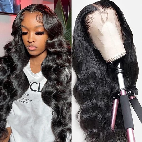 PYY 28 Inch Lace Front Wigs Human Hair Pre Plucked 250 Density Body Wave 13x4 HD Lace Front Wigs for Women Human Hair Glueless Natural Color