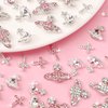 COOSLIM 15PCS Pink Planet Nail Charms 3D Star Nail Art Charms Pink Saturn Planet Nail Gems Silver Dangle Star Charms for Nails Art Shiny Starlight Y2K Style Nail Decoration for Manicure Design 2