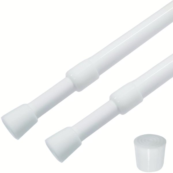 ave split 2pcs Spring Tension Curtain Rods 29.5"-41.5" Adjustable Small Expandable Loaded Tension Rods For Window, Door,Bathroom, Closet,Kitchen(29.5"-41.5"white 2pcs)
