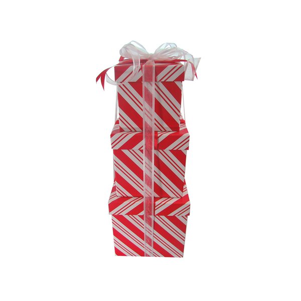 LAC Design Nested Boxes - Set of 3 for Baby Shower, Weddings, and Any Party (Peppermint Stripes)
