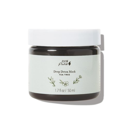 100% PURE Tea Tree Deep Detox Face Mask & Deep Pore Cleanse Natural Skin Care Unclog & Detoxify Acne Blemish Treatment For Oily Skin - Vegan - 1.7oz
