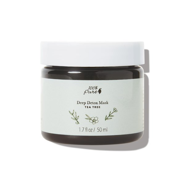 100% PURE Tea Tree Deep Detox Face Mask & Deep Pore Cleanse Natural Skin Care Unclog & Detoxify Acne Blemish Treatment For Oily Skin - Vegan - 1.7oz