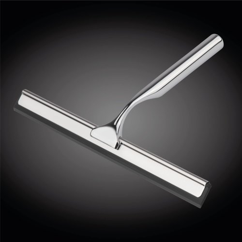 DSV Standard All-Purpose Shower Squeegee for Shower Doors, Bathroom, and Car Windshield - Stainless Steel Window Cleaner Tool with Adhesive Hook - 10 inch, Silver