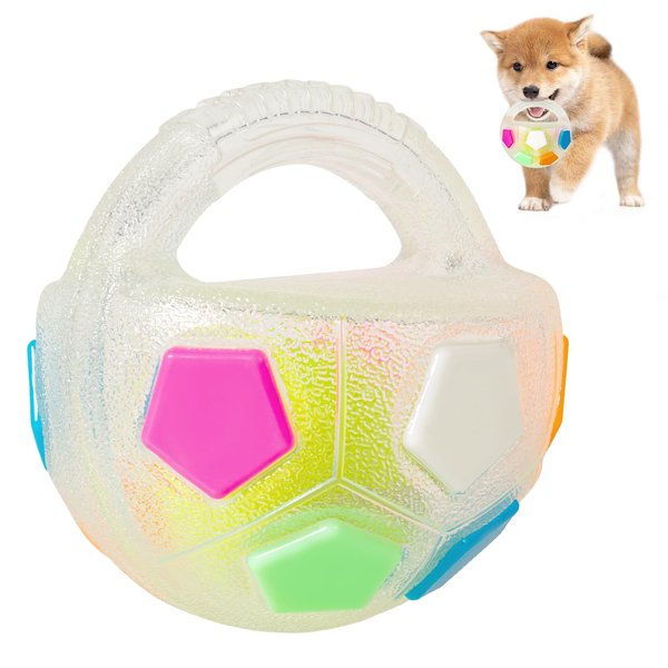 YOOGAO Pet Dog Toy Ball with Handle, Toss and Fetch Play, Interactive Ball for Dogs Playing, Squeaky Floating (Transparent)