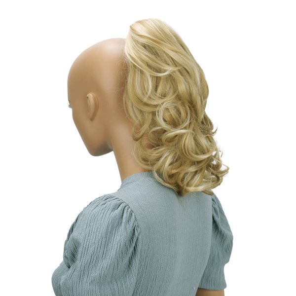 CAISHA 14" Wavy Clip On Ponytail With Butterfly Clip Hairpiece Heat-resistant Synthetic Fibres Blonde Mix H83