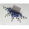Kercisbeauty Handmade Boho Wedding Hair Comb with Navy Blue Crystal Beads for Brides Bridal Silver Headpiece Prom Hair Accessories