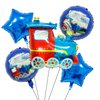 GOTPASS 5PCS Jumbo Blue Train Foil Balloons Set Train Themed Party Supplies Baby Shower Boy Birthday Party Decor