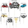 Gyufise 25Pcs Car Happy Birthday Cake Topper Race Car Cupcake Toppers Racing Car Theme Cake Decoration for Trophy Flag Race Car Theme Kids Birthday Party Supplies