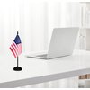 USA Desk Flag Set, 2 Pack American US Table Office Flags, Small Mini Desktop Flag With 12" Solid Black Pole, Black Base, Miniature Desktop Flag