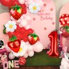 NANAGALI 7Pcs Berry First Party Decorations, 40" Red One Balloon for First Birthday Decorations Sweet One Strawberry 1st Berry First Birthday Decor Foil Helium Balloons for Girls