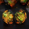 Haxtec Galaxy DND Dice Set Sharp Edge Dice with Dice Case Handmade Yellow Black Resin D&D Dice Set for TTRPGs Dungeons and Dragons Gifts