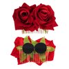 Topbuti Rose Flower Hair Clip Fabric Rose Hairpin Rose Brooch Floral Clips, 3 Pcs Mexican Hair Flowers Pin up Headpieces Flamenco Dancer Hair Accessories for Women Girls Wedding Mother's Day (Red)