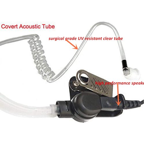 2 Wire Acoustic Tube Earpiece Mic Compatible with Motorola Ht750 Ht1250 HT1250LS HT1550 HT1550XLS GP140 GP240 GP280 GP328 GP330 GP340 GP360 GP380 GP540 GP580 GP640 GP680 Two-Way Radio Headse Black