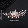 Teyglen Pearl Bride Wedding Hair Comb Flower Crystal Hair Piece Bridal Pearl Hair Comb Rhinestone Headpiece Hair Accessories for Women Girls (Gold)