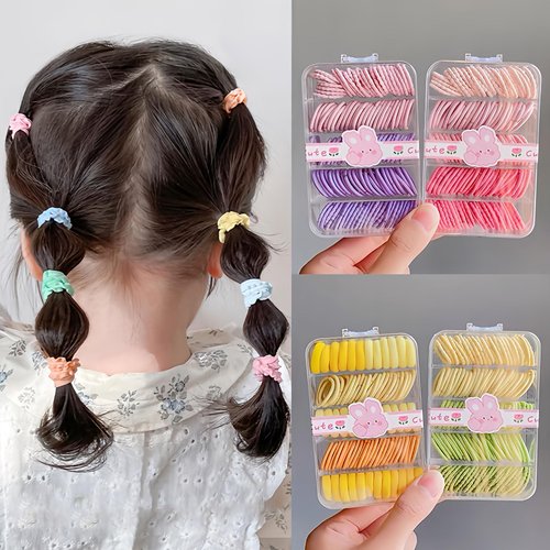 1 box of colorful ponytail clip elastic hair bands for all hair types high elasticity soft hair bands, ponytail clip hair bands flower hair accessories rubber bands(HS)