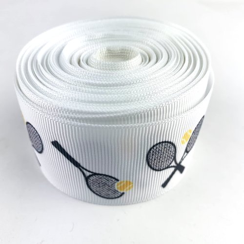 Worlds 10Yards Tennis Racket Printed Grosgrain Ribbon for Gifts Wrapping DIY Crafts or Hair Bows Headbands 1-1/2"Inch(38mm)