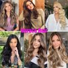 Ugrace Hair Wire Hair Extensions Real Human Hair Light Blonde Highlighted Golden Blonde 18 inch 90g Hairpiece with Invisible Fish Line Straight Clip in Human Hair Extensions for Women
