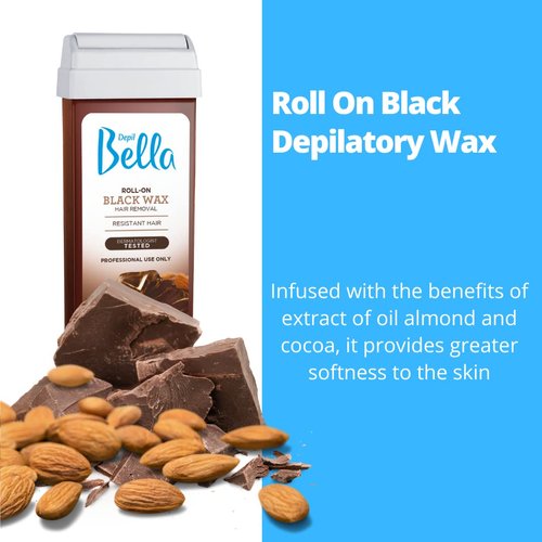 Depil Bella Roll On Wax Black Depilatory | Body Waxing, Hair Removal Wax-Cartridge | For Men and Women | Home Self Waxing | Sensitive Skin | Dermatologically Tested | Painless (3 PACK)